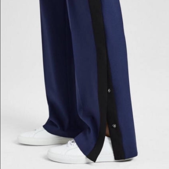 THEORY • blue and black stripe snap dress pull on pant nwt - Picture 8 of 16